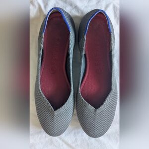 Rothy's "The Flat" 9.5 Charcoal Ballet round toe shoes w/ red insoles Women's